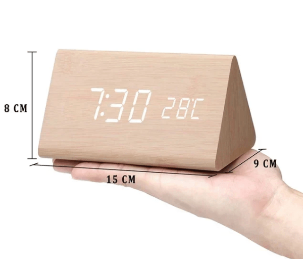 Digitale Houten Tafelklok met Stemactivering LED-Tijdsweergave Wekker Temperatuur voor Slaapkamer Kantoor | Sansoti