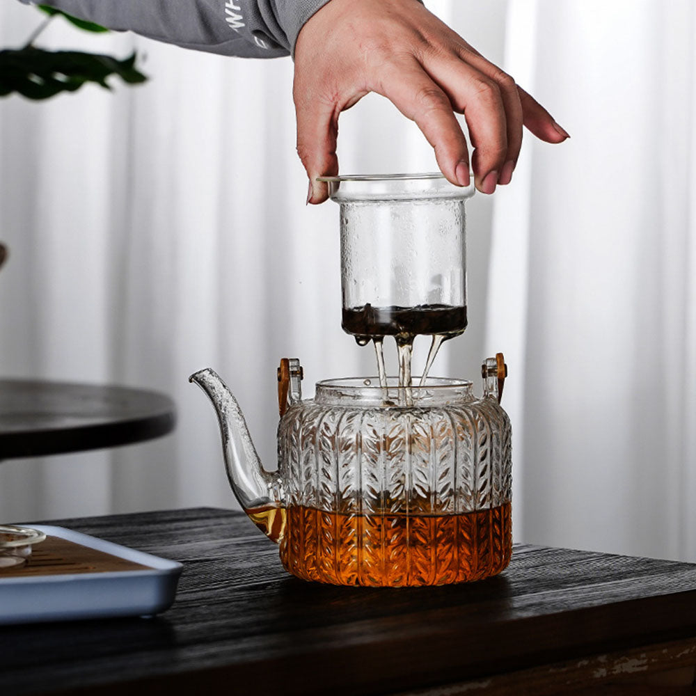 Glazen Theepot Met Infuser Hittebestendig Borosilicaat Glas 1 Liter | Sansoti