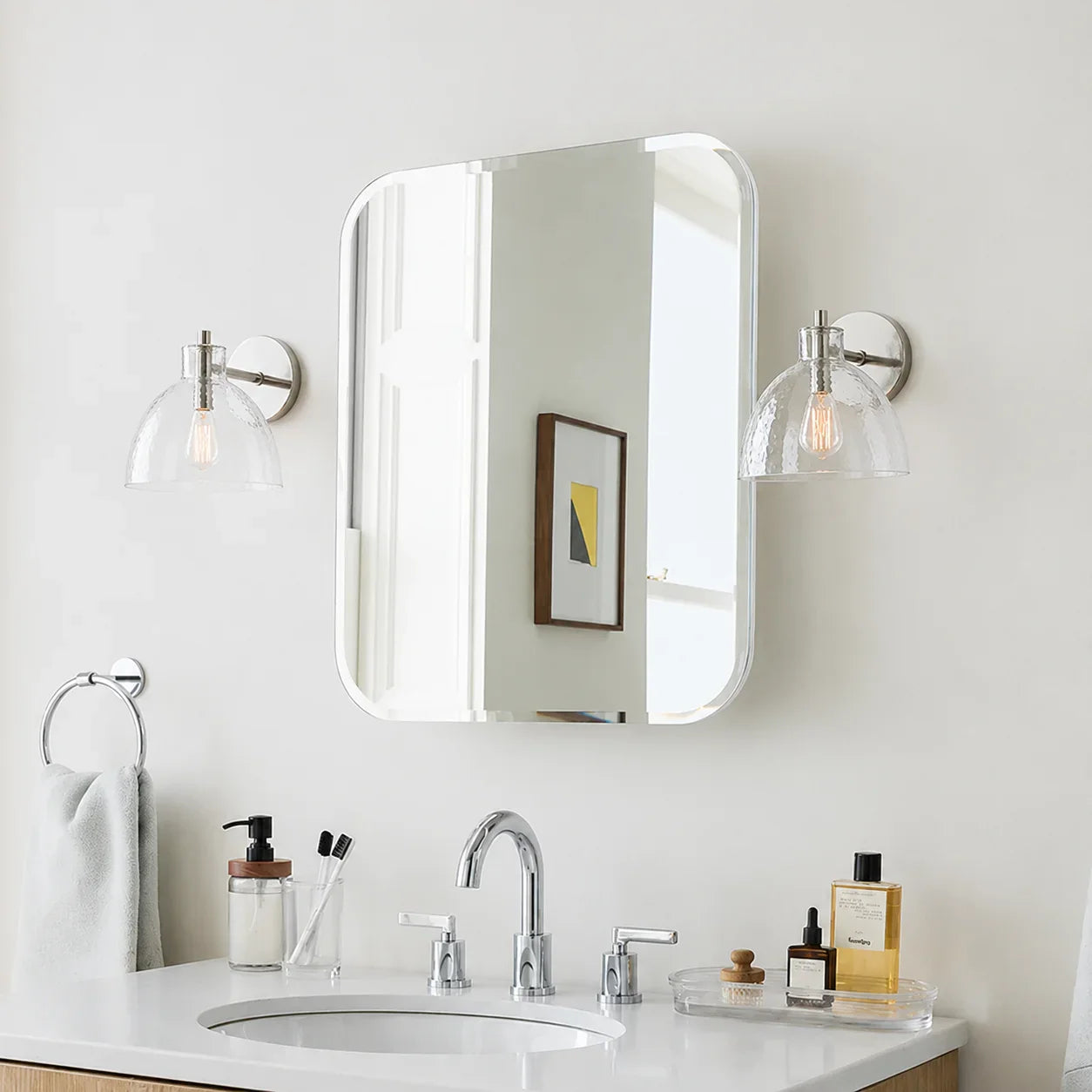 Wandlamp Gerecycled Glas Antique Brass – Minimalistische Wandverlichting voor Badkamer, Gang, Hal & Slaapkamer | Sansoti