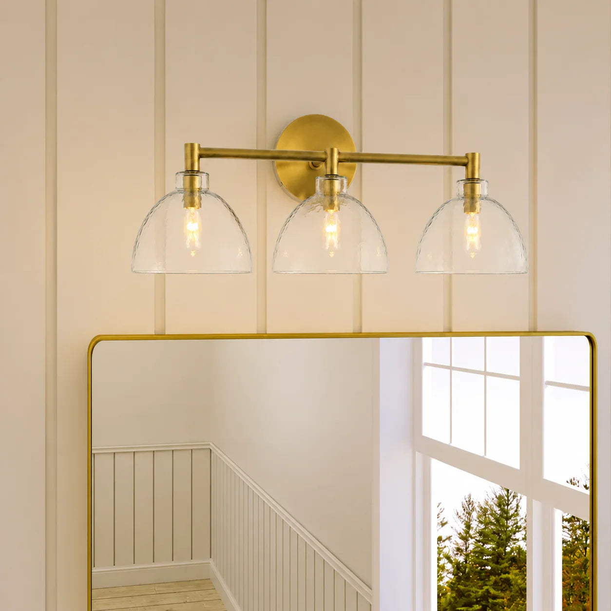Wandlamp Gerecycled Glas Antique Brass – Minimalistische Wandverlichting voor Badkamer, Gang, Hal & Slaapkamer | Sansoti