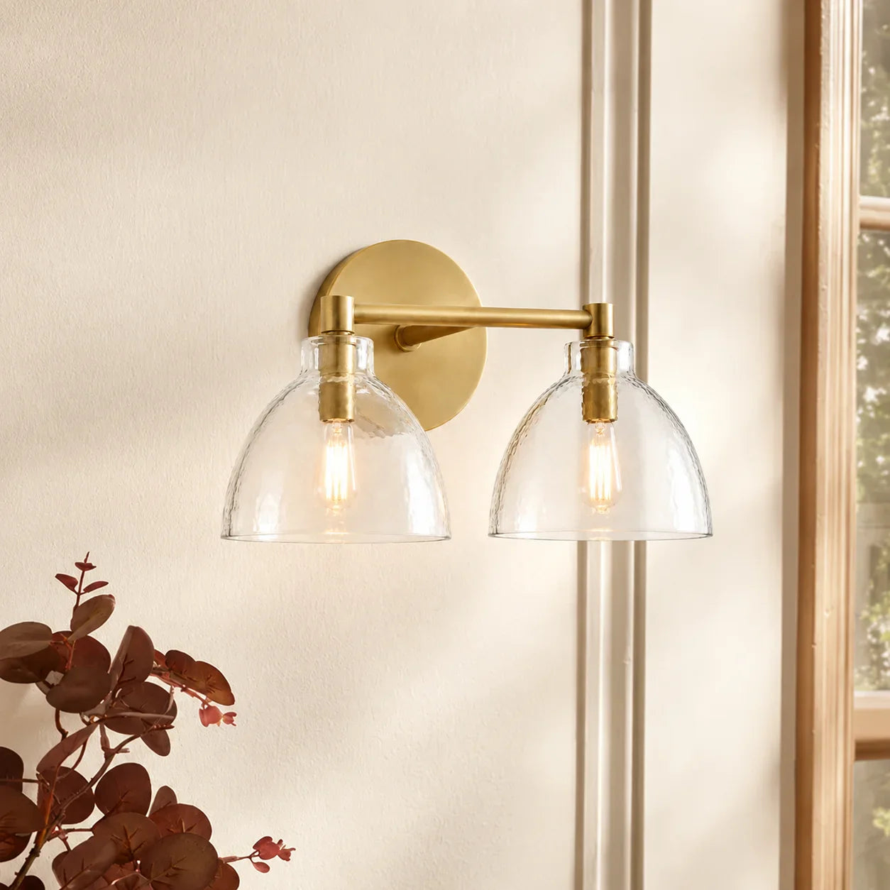 Wandlamp Gerecycled Glas Antique Brass – Minimalistische Wandverlichting voor Badkamer, Gang, Hal & Slaapkamer | Sansoti