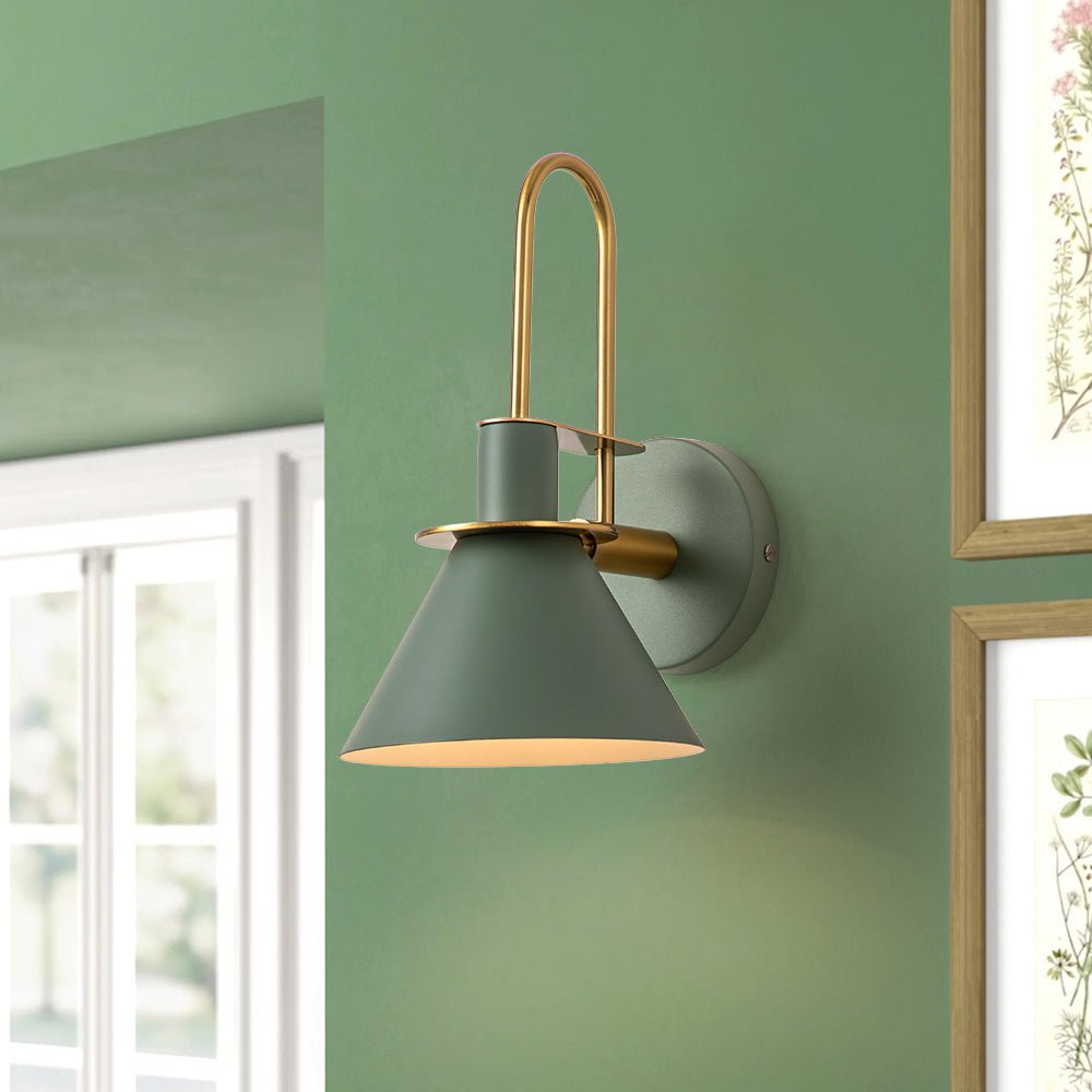 Applique Murale Cône Noir Blanc Vert Laiton 31cm E26 Milieu du Siècle Chambre Entrée Couloir Salle à Manger Vintage Spot Mural Escalier Rétro | Restfield