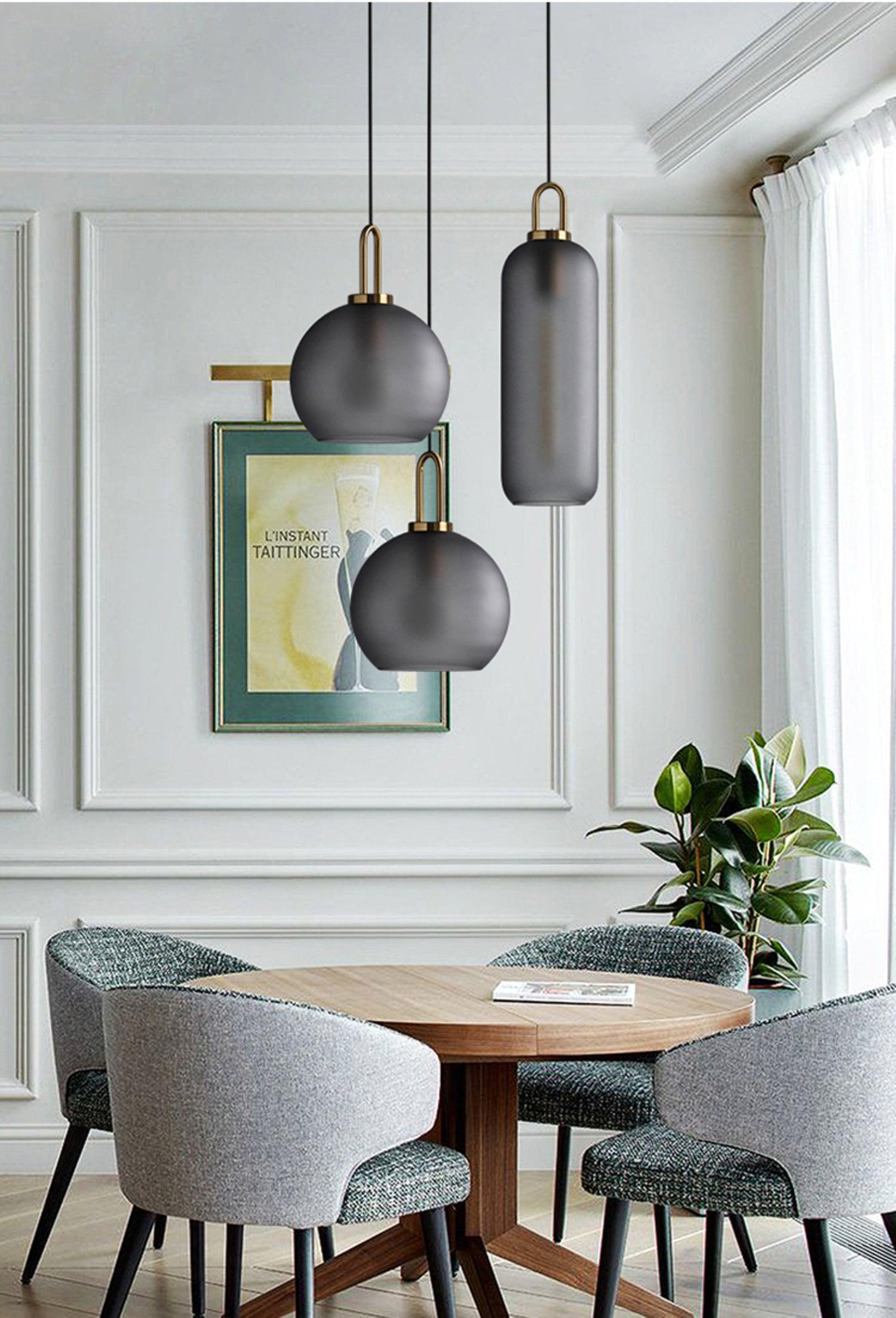 Glazen Hanglamp met Koperen Afwerking – Capsule & Sphere Vormen | Sansoti