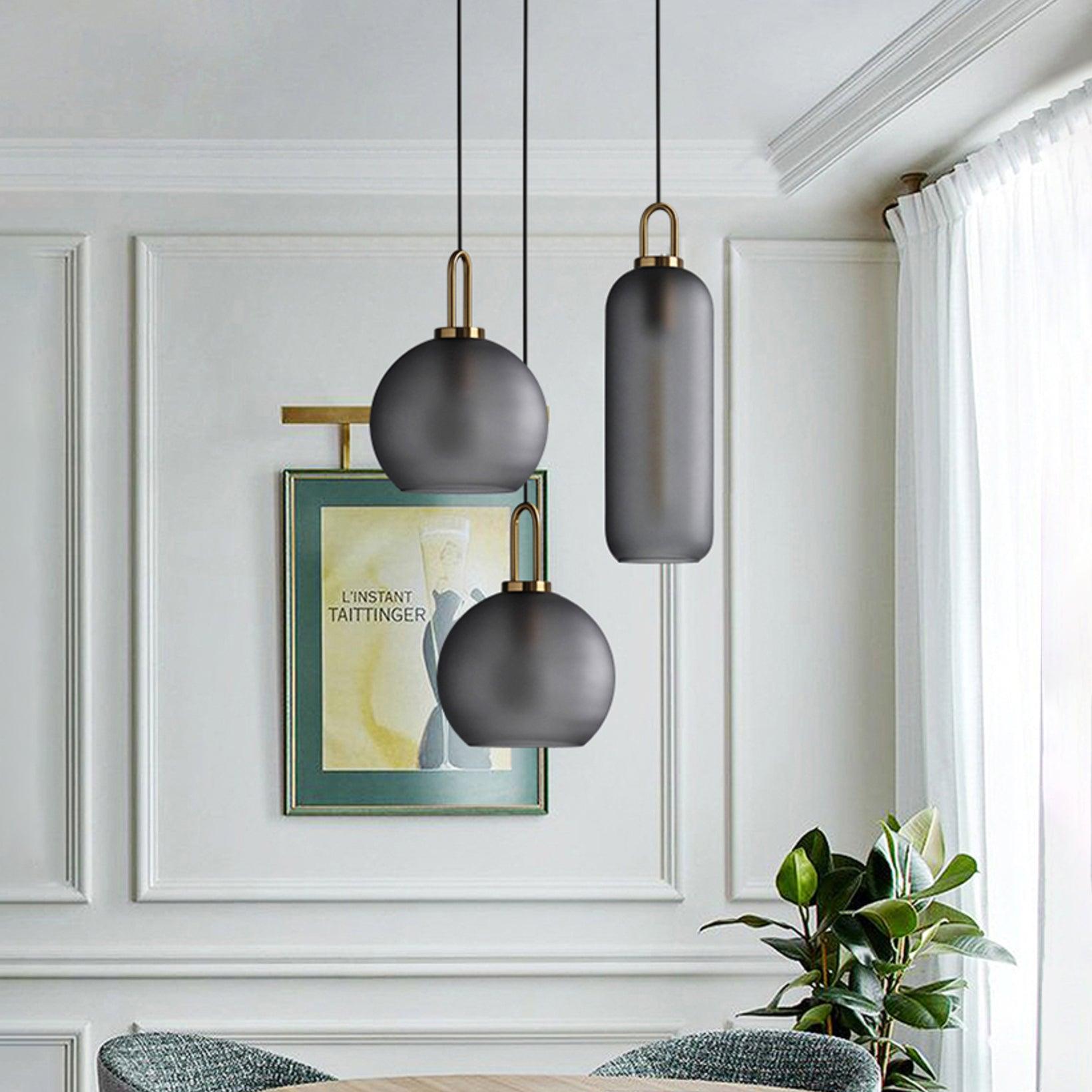Glazen Hanglamp met Koperen Afwerking – Capsule & Sphere Vormen | Sansoti