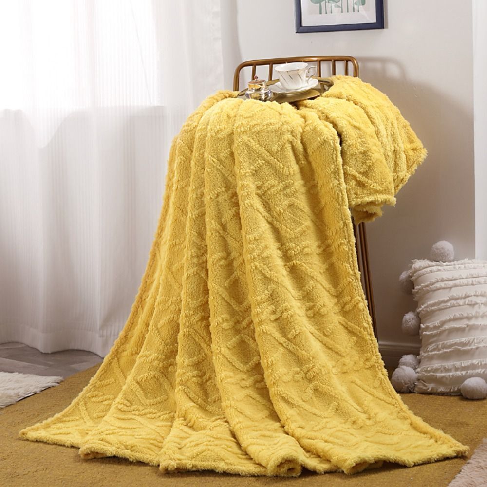 Wolkenplaid aus Fleece, 3D-Struktur, gestrickte Vier-Jahreszeiten-Kuscheldecke für Sofa und Bett, Elfenbein, Beige, Braun, Schwarz | Sansoti