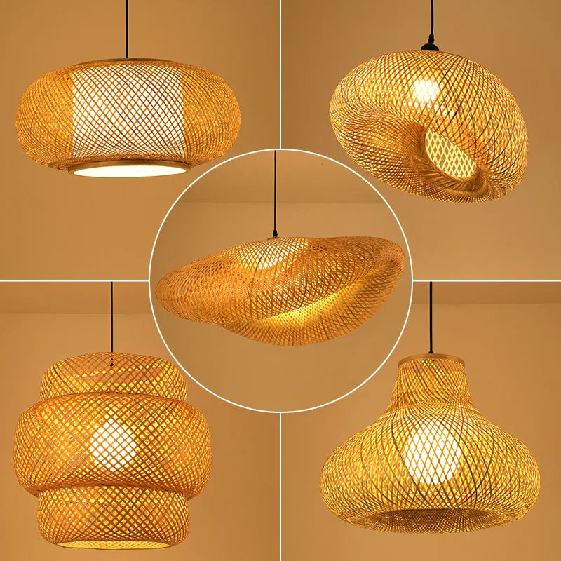Handgevlochten Rotan Hanglamp Natuurlijk Design Warm Licht Eetkamer Woonkamer Bohemian Stijl Lampenkap | Sansoti