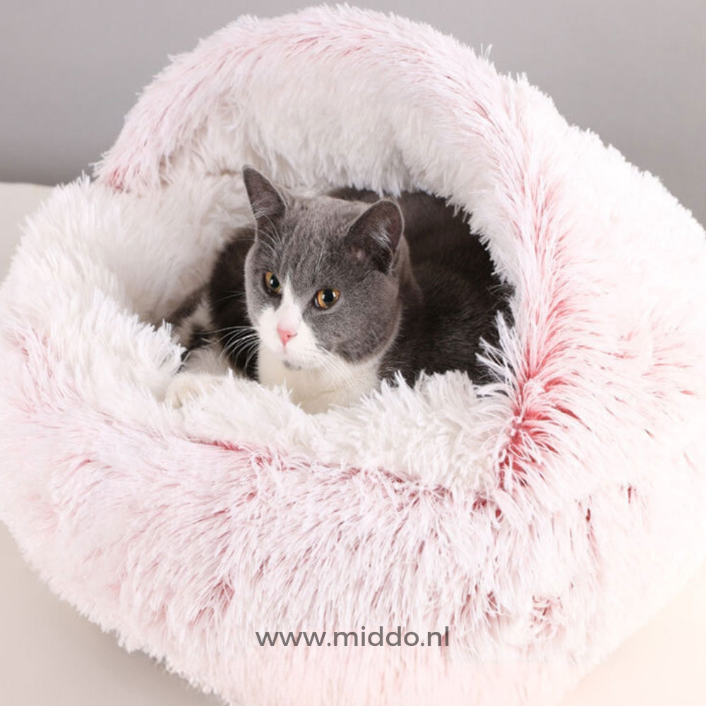 Rundes Plüsch-Haustierbett mit erhöhtem Rand für Hunde und Katzen, waschbares warmes Nest, vier Größen, Komfort | Sansoti