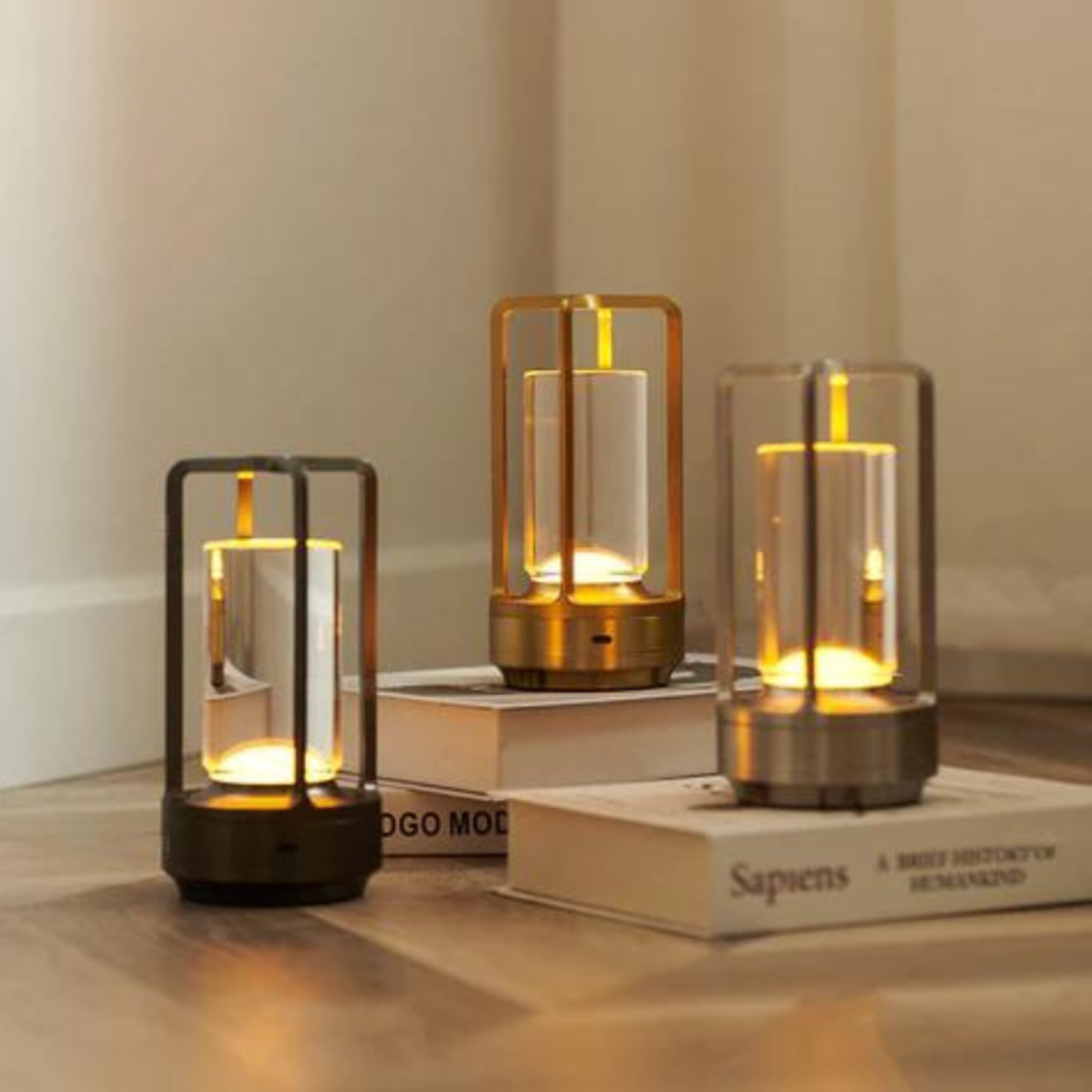 Wireless LED Table Lamp Cylinder Modern Design 3 Light Colors Rechargeable Touch Control USB-C Sansoti | Sansoti