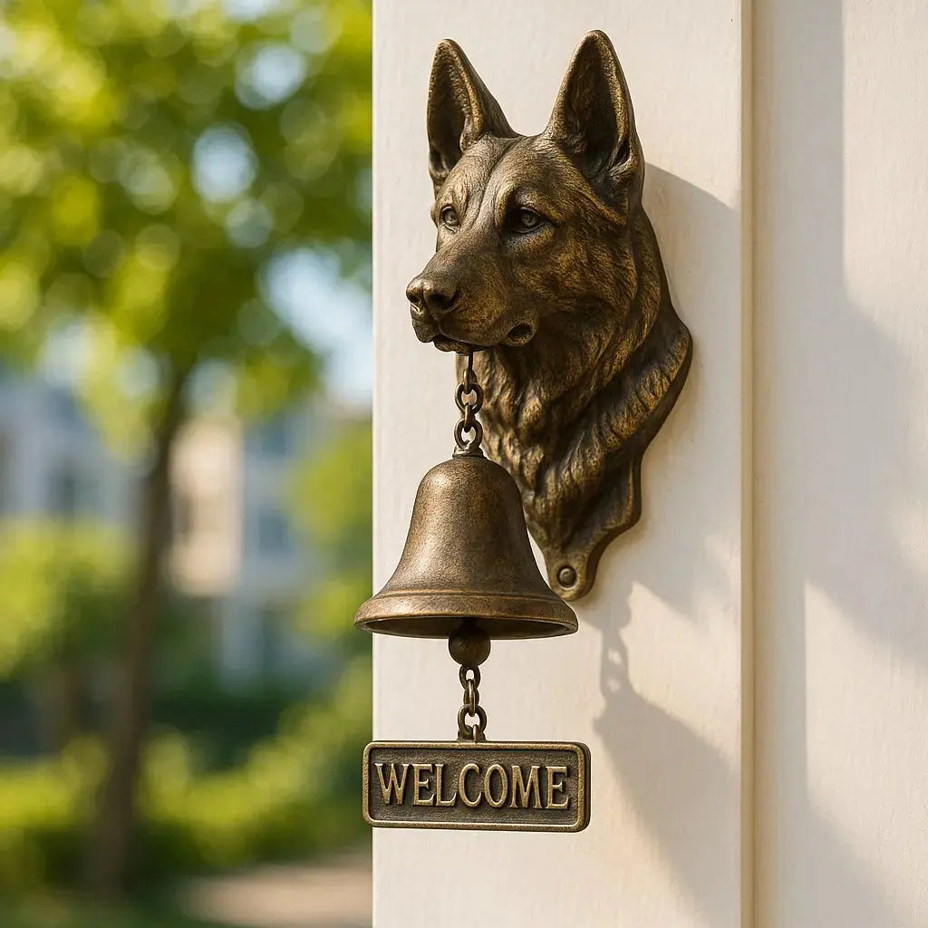Wandbel Hond Brons Antiek Design Gietijzer Deur Tuin Welkom Sierlijk Decoratief Metalen Deurbel Klok Ingang Vintage | Sansoti