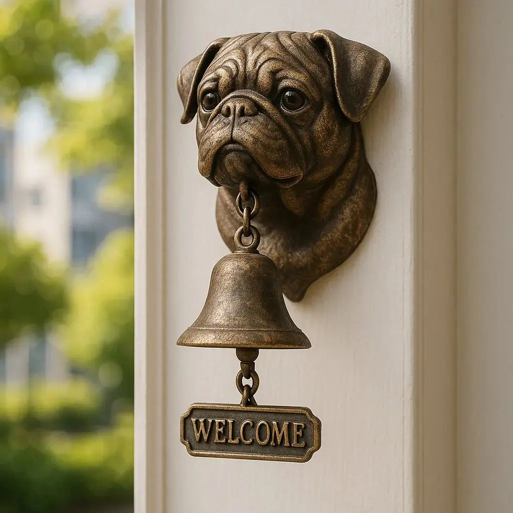 Wandbel Hond Brons Antiek Design Gietijzer Deur Tuin Welkom Sierlijk Decoratief Metalen Deurbel Klok Ingang Vintage | Sansoti