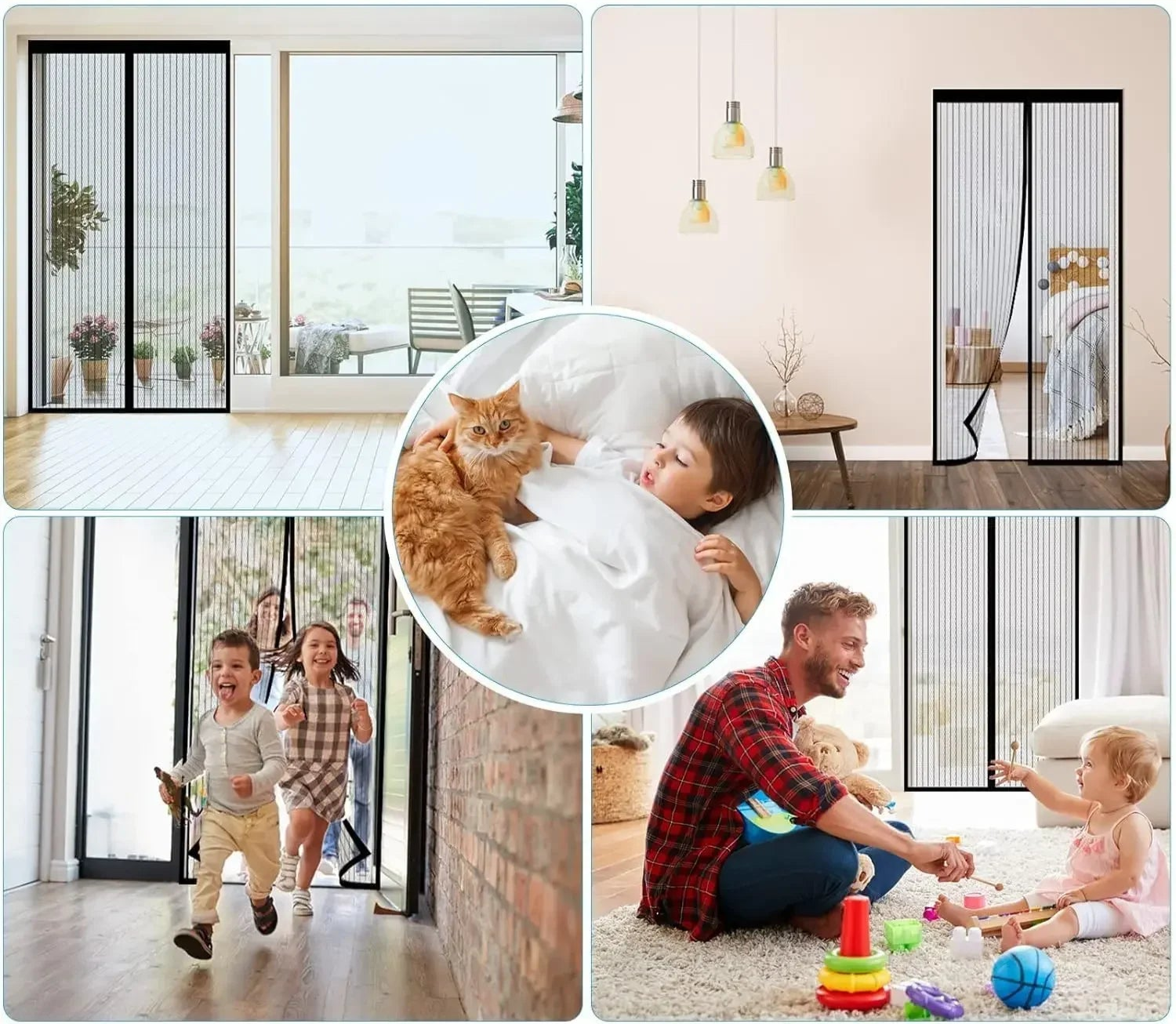 Zware Magnetische Deurscherm voor Insecten Terylene 210x100 cm Zwart Handsfree Toepassing Ideaal Voor Binnen Buiten Keuken Woonkamer | Restfield 4