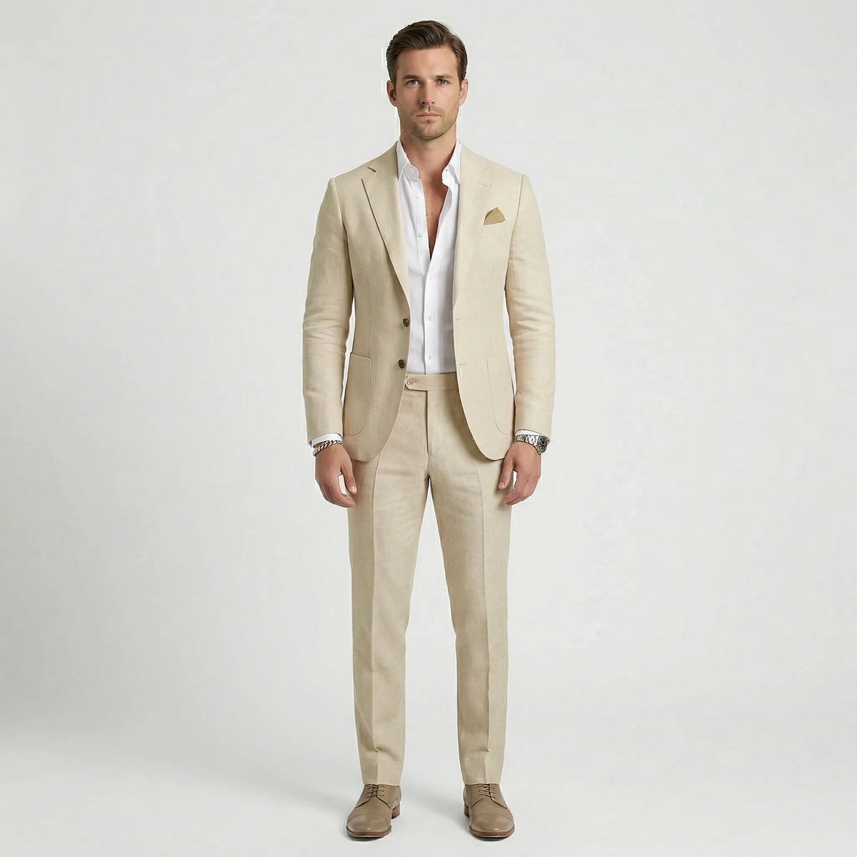 Two-Piece Men's Suit, Jacket and Trousers, Business Formal, Black, Gray, Beige, Burgundy, Wedding, Work, S-5XL | Sansoti