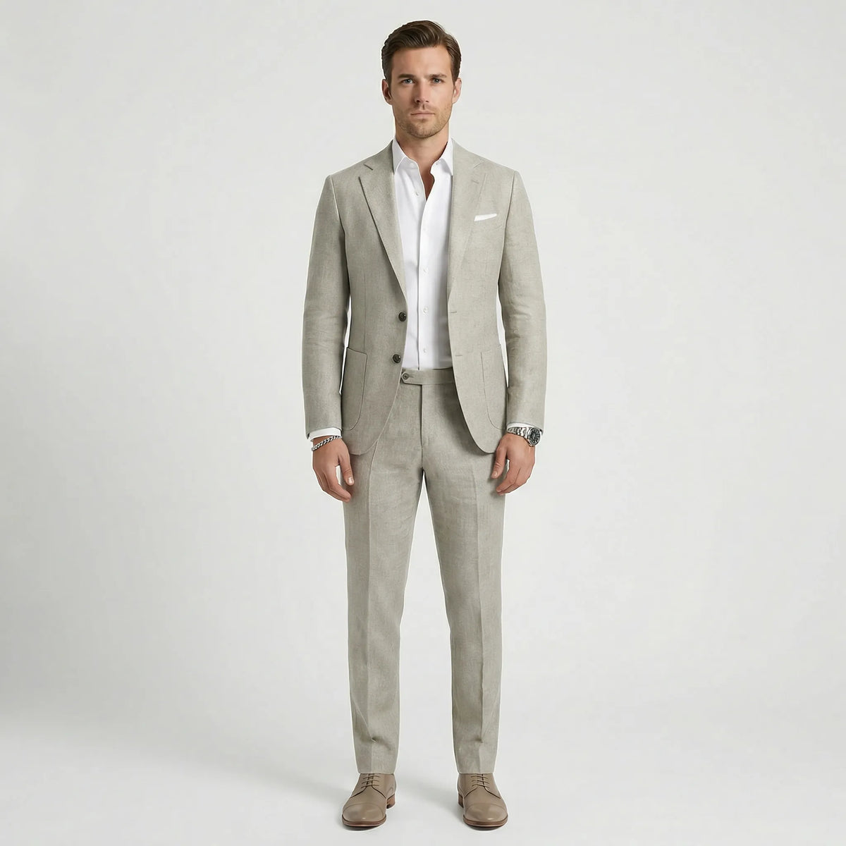 Two-Piece Men's Suit, Jacket and Trousers, Business Formal, Black, Gray, Beige, Burgundy, Wedding, Work, S-5XL | Sansoti
