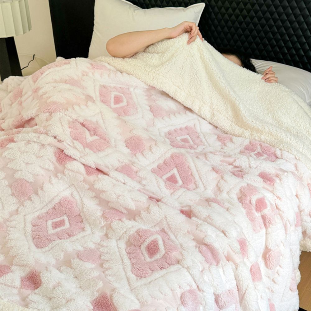 Doppelter Plaid mit geometrischem Muster aus Vintage-Mikrofaser für Wohnzimmer und Schlafzimmer, Sofadecke, weich, warm und komfortabel | Sansoti