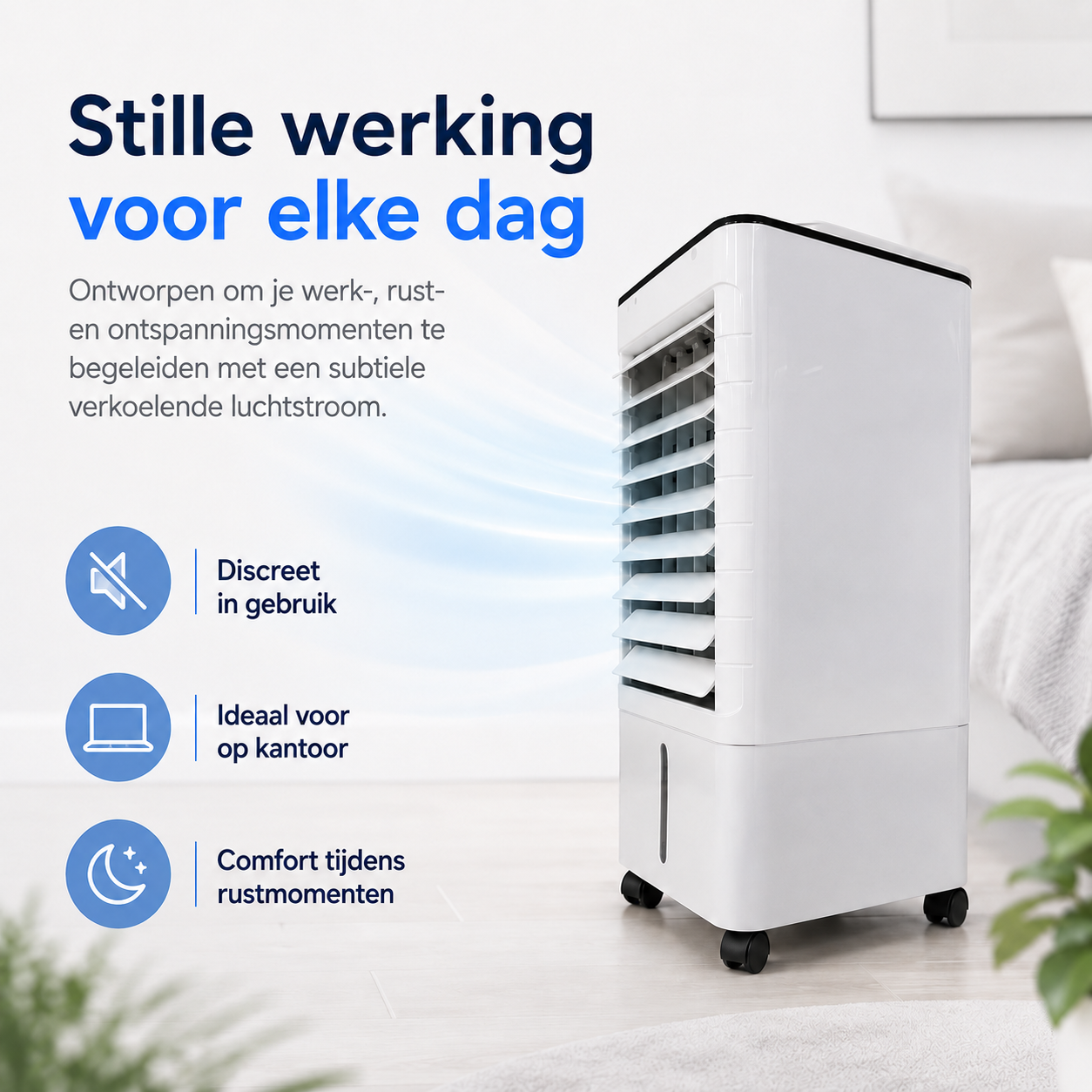 Airco Luchtkoeler Draagbaar 3-in-1 Zonder Slang Wit Oscillatie Timer Slaapkamer Woonkamer Kantoor Luchtbevochtiger Luchtzuivering Filter | Sansoti
