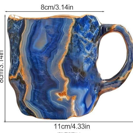 Kristalmok met Natuursteen Effect – Handgemaakte Mok Geïnspireerd op Edelstenen – 200ml Keramiek voor Thee, Koffie of Wijn | Sansoti