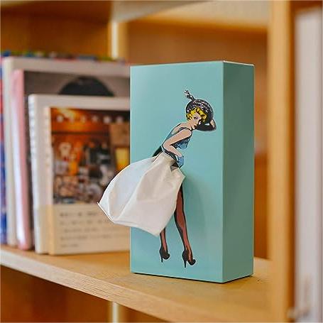 Vintage Tissue-Box met Retro-Patroon – Elegante Zakdoekenhouder voor Badkamer Woonkamer Slaapkamer Kantoor – Decoratief Kunsthars Tissuedispenser | Sansoti