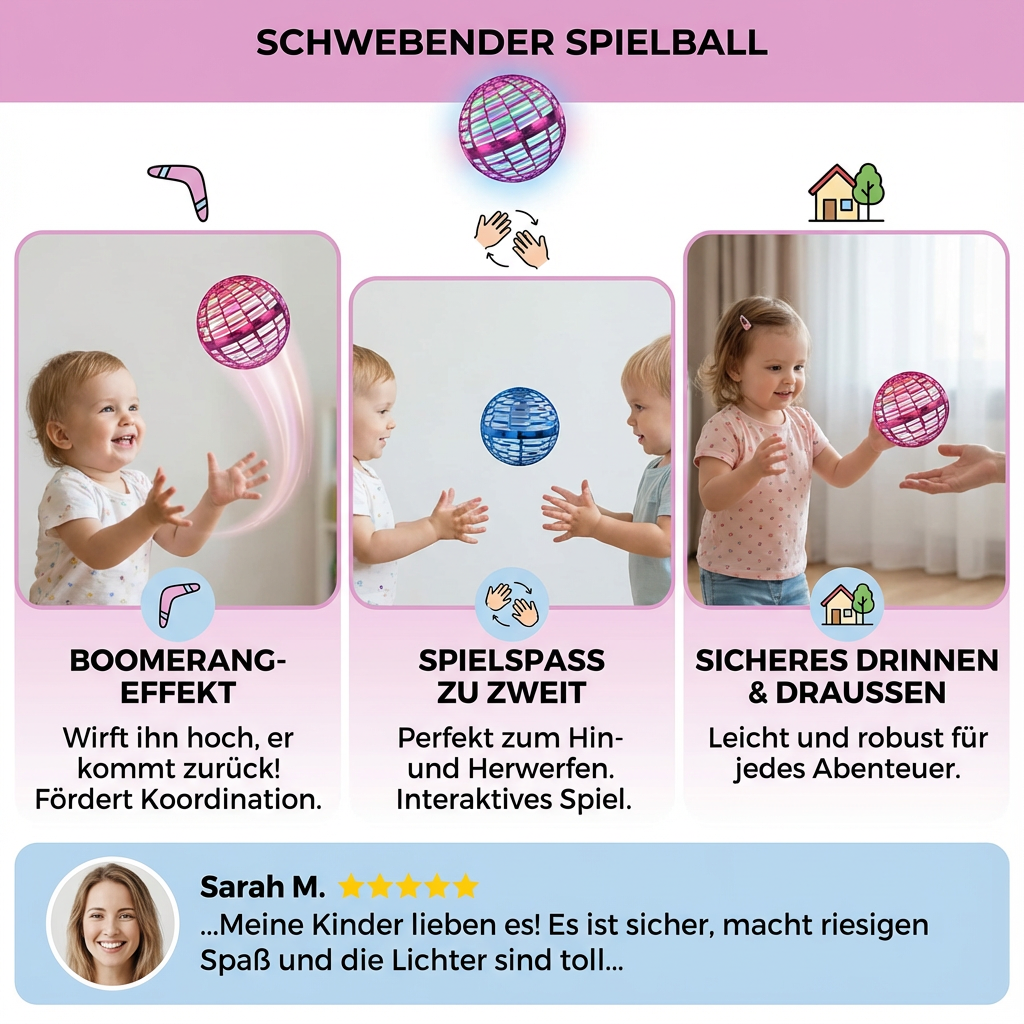 Zwevende Spelbal met LED-Verlichting – Vliegende Bal voor Binnen en Buiten | Sansoti