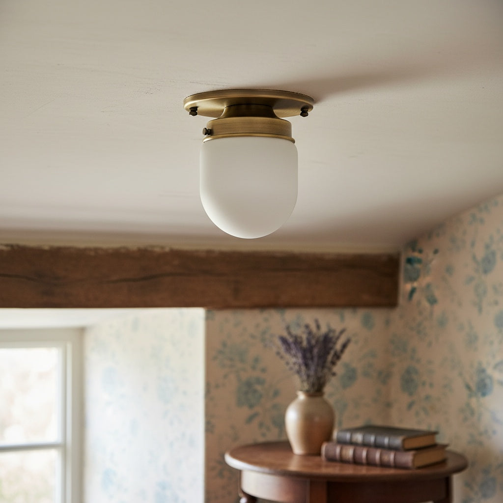 Opaal Glazen Wandlamp & Plafondlamp Dubbelfunctie Modern Design Messing | Sansoti