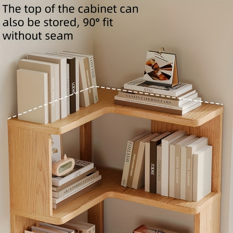 Houten Hoekrek Massief Hout – 162 cm Wandmontage Schuin Met Afgeronde Randen Voor Boeken en Decoratie | Sansoti