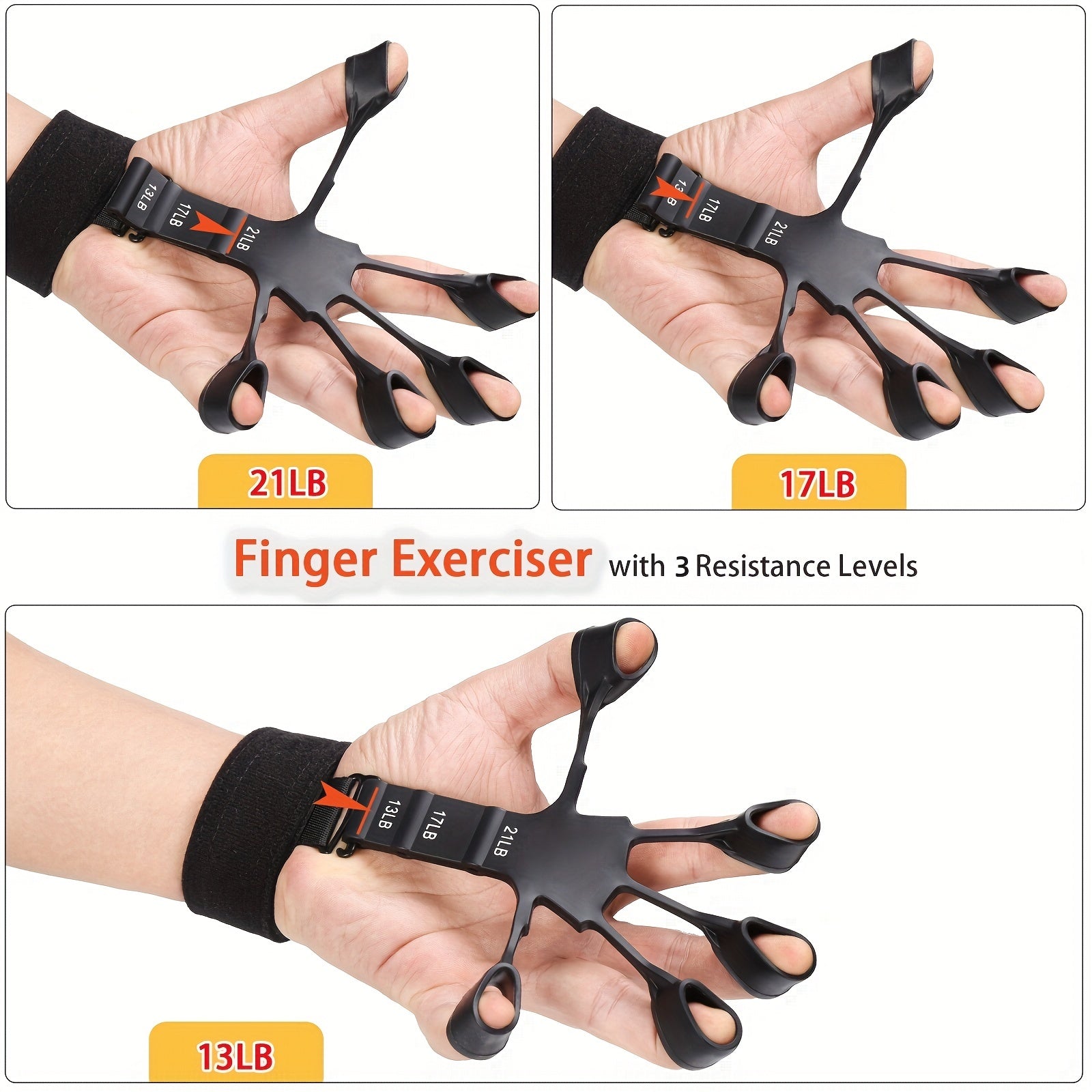 Handtrainer Set 5-in-1 voor Grip en Onderarmkracht Verstelbaar Weerstand met Vingertrainer en Krachtrubberbal | Sansoti