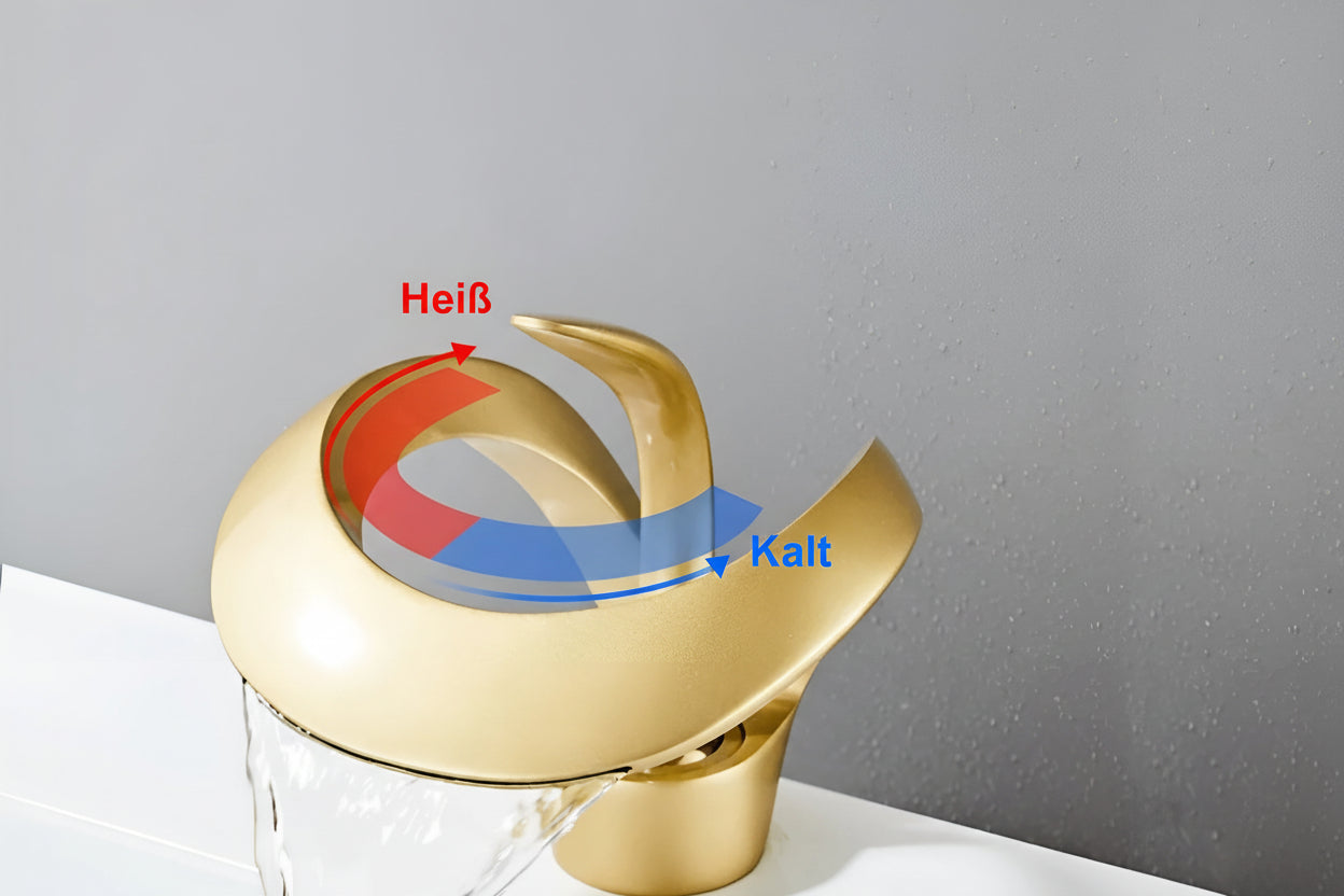 Wastafelkraan Design Waterval Mengkraan Messing Modern | Sansoti