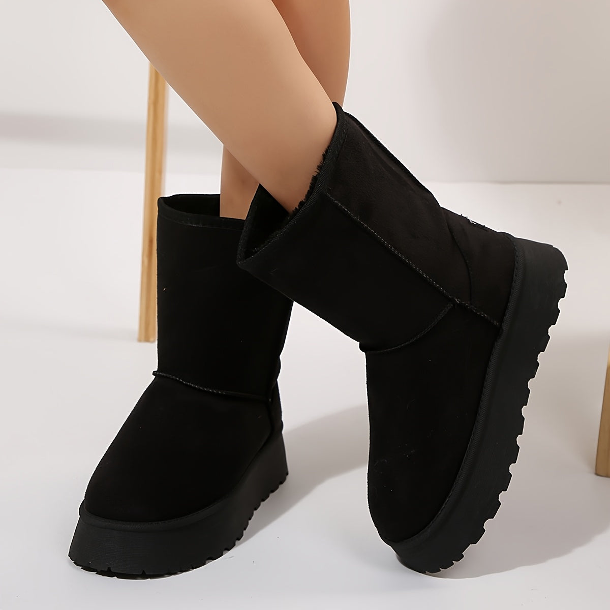 Hohe Damen-Winterstiefel mit Schafwollfutter, wasserdicht, zum Hineinschlüpfen, warm, Snowboots, Outdoor-Schuhe | Sansoti