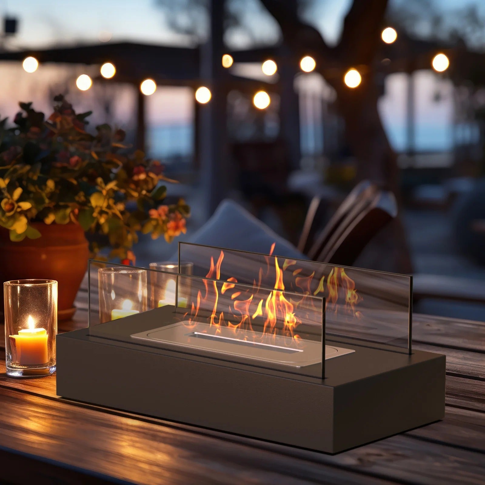 Cheminée de table bioéthanol de luxe pour intérieur & extérieur – Cheminée d'ambiance sans fumée | Restfield