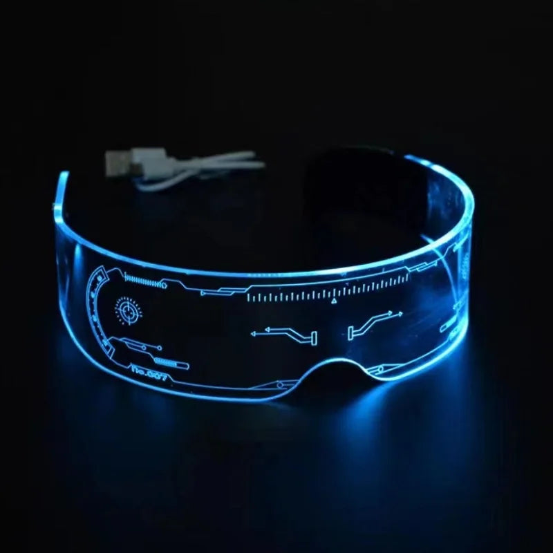 LED-Visierbrille mit beleuchtetem Cyberpunk-Look für Partys, Festivals und Halloween - futuristisches Design für Cosplay | Sansoti