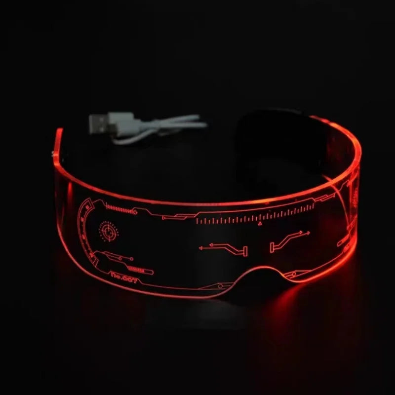 LED-Visierbrille mit beleuchtetem Cyberpunk-Look für Partys, Festivals und Halloween - futuristisches Design für Cosplay | Sansoti