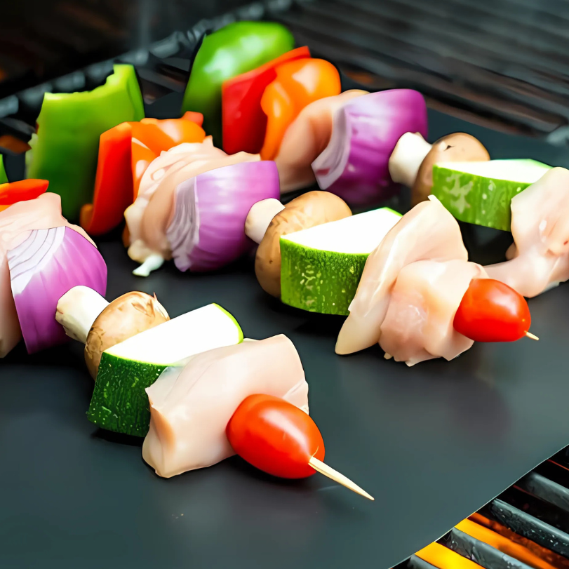 Wiederverwendbare BBQ-Matte, 33 cm, hitzebeständige Antihaft-Grillmatte für Grill, Ofen, Küche und Außenbereich, schwarz | Sansoti