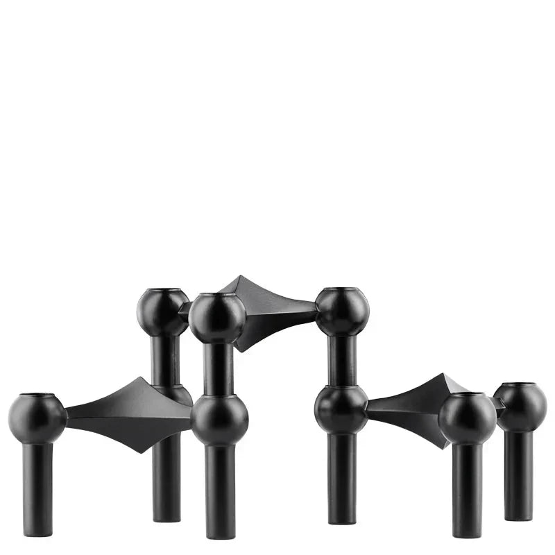 Kerzenhalter-Set, 3-teilig, Molekül-Design, Edelstahl, modernes skulpturales Tischornament, Wohnzimmerdekoration | Sansoti