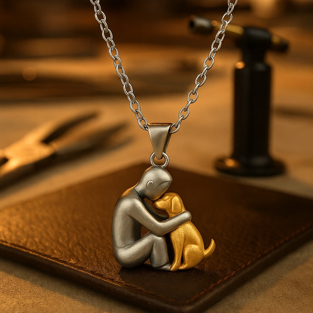 Knuffelige Omarming Ketting Symboliek Hond Kat Vrouw Man Goud Zwart Rosé | Sansoti