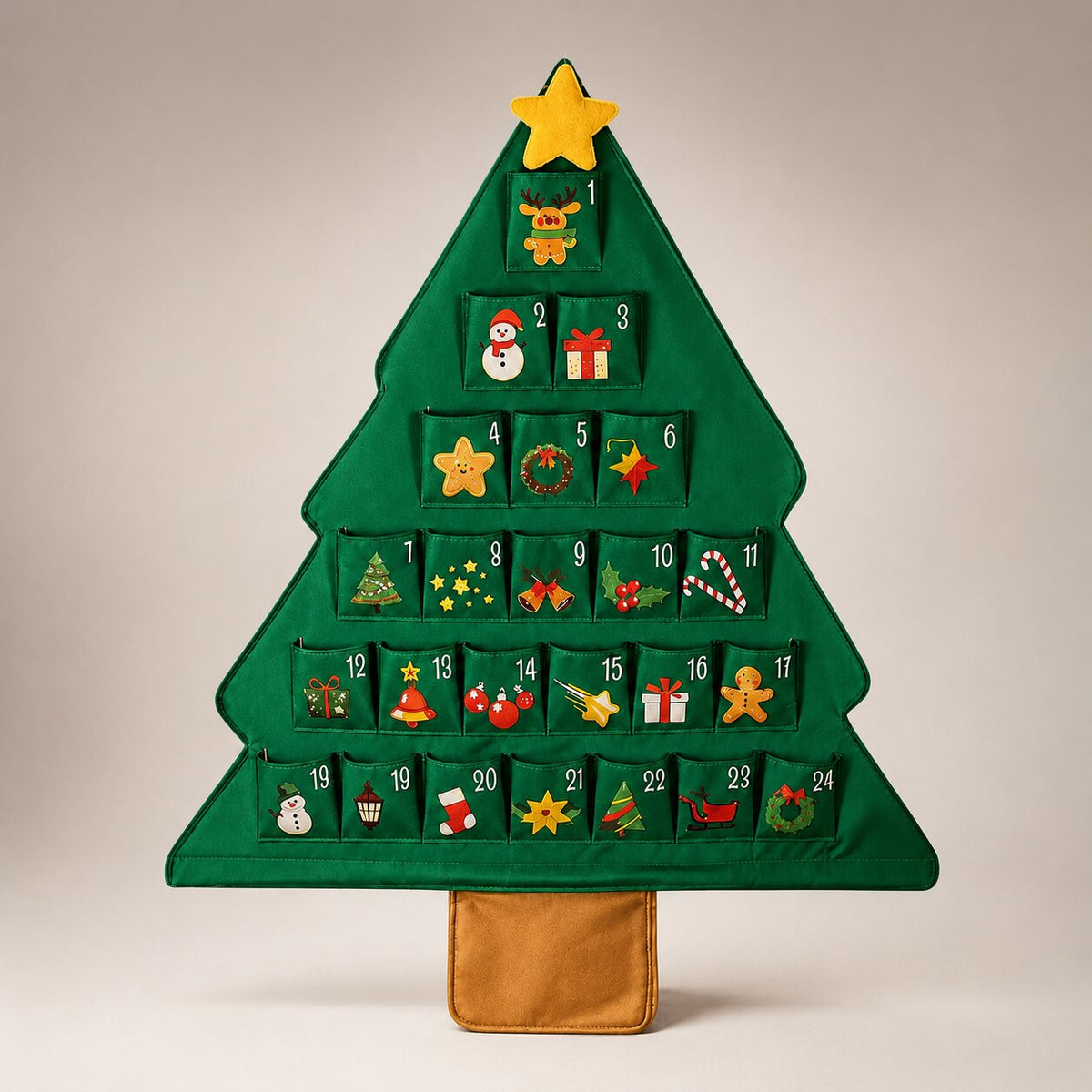 Refillable Christmas Tree Advent Calendar 24 Compartments Fabric Christmas Countdown Decoration Hanging Advent Calendar | Sansoti