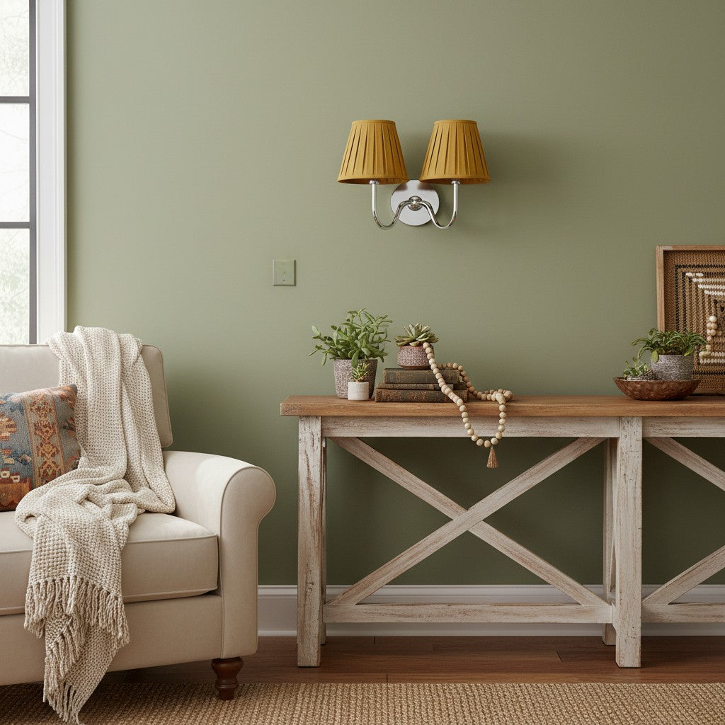 Wandlamp Messing met Stoffen Kap Plissé of Glad Wit Rood Groen Blauw Geel Antiek Brons Chroom 1 of 2 Lichtpunten | Sansoti