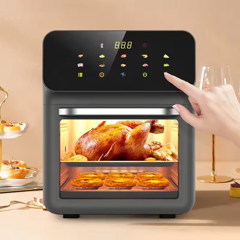 Hetelucht Friteuse 10L Digitaal met 18 Kookprogramma's Aanraakscherm Ovenvenster Gezond Koken Multifunctioneel | Sansoti