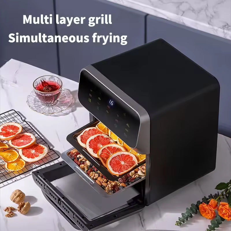 Hetelucht Friteuse 10L Digitaal met 18 Kookprogramma's Aanraakscherm Ovenvenster Gezond Koken Multifunctioneel | Sansoti