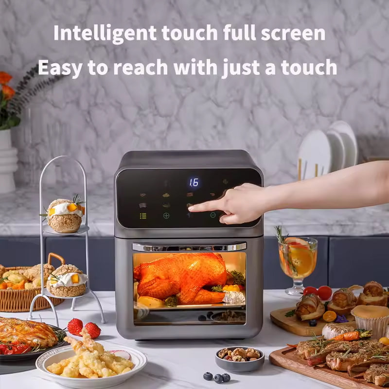 Hetelucht Friteuse 10L Digitaal met 18 Kookprogramma's Aanraakscherm Ovenvenster Gezond Koken Multifunctioneel | Sansoti