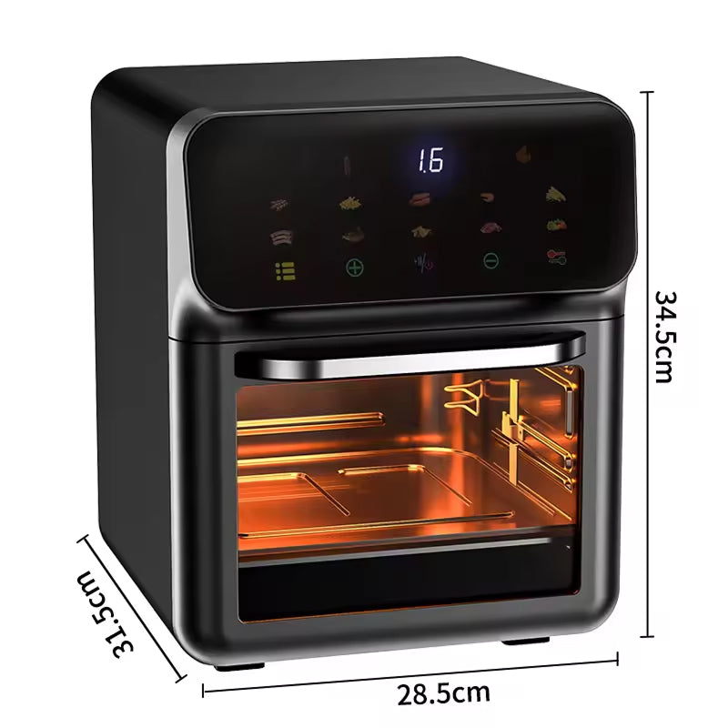 Hetelucht Friteuse 10L Digitaal met 18 Kookprogramma's Aanraakscherm Ovenvenster Gezond Koken Multifunctioneel | Sansoti