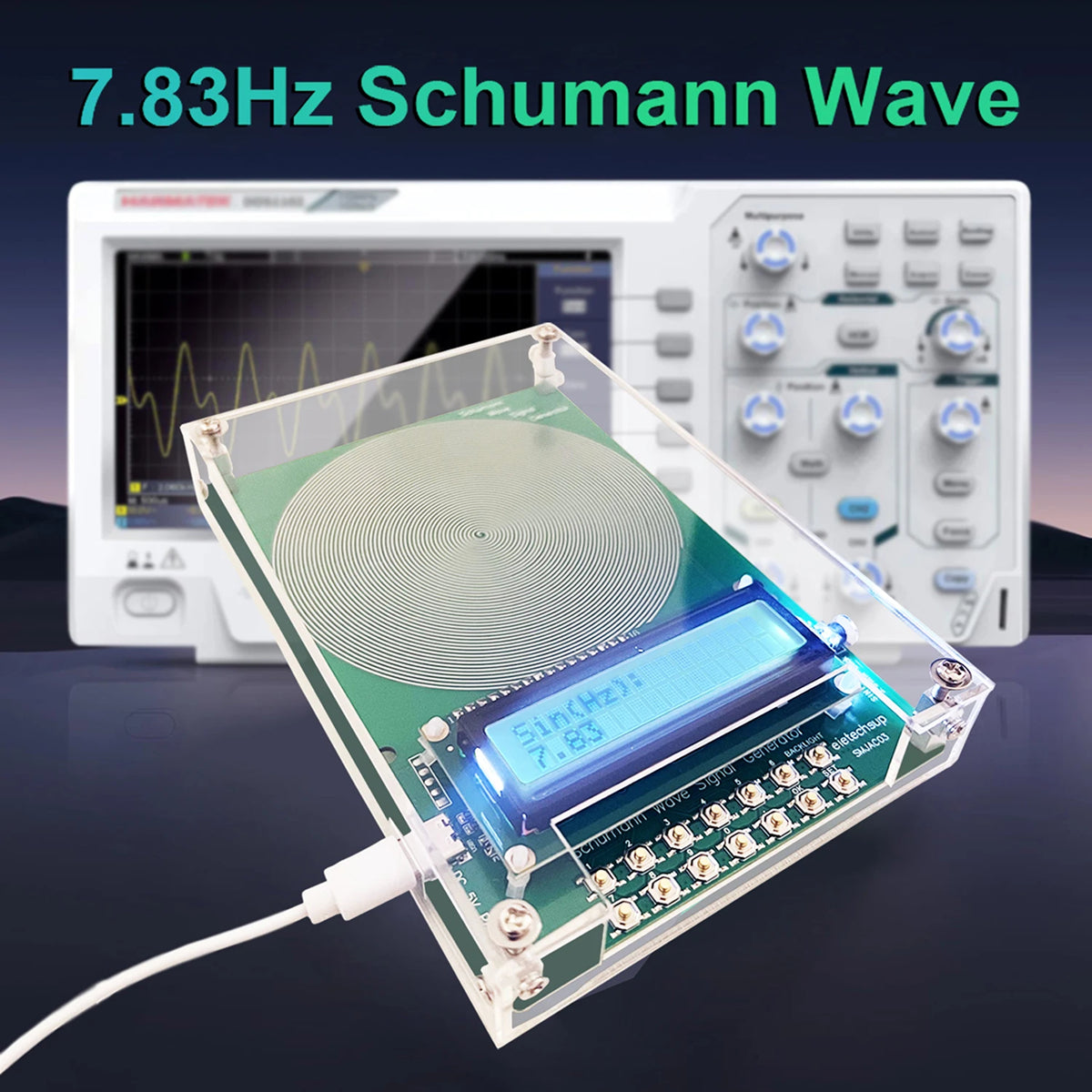 Schumann Frequentiegenerator 7.83Hz – Laagfrequent Sinussignaal met LCD Display voor Onderzoek 0.01-100kHz | Sansoti
