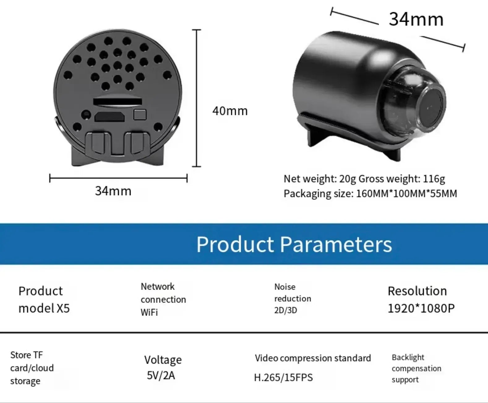 Miniatuur WiFi Camera 1080P HD 140° Groothoek Verborgen Bewegingsdetectie Nachtzicht USB Bewakingscamera Mini Spy Cam Draadloos Binnen 128GB | Sansoti