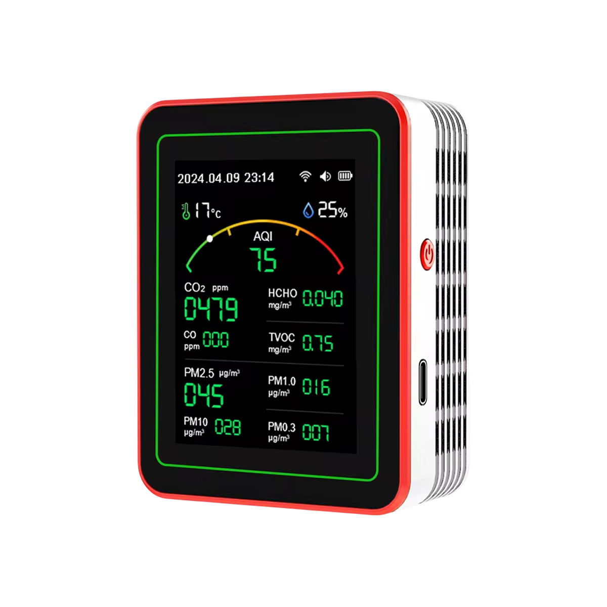 Moniteur de qualité de l’air 15-en-1 avec WiFi, CO2, formaldéhyde et COVT, surveillance des particules fines pour la maison, le bureau et le salon | Sansoti