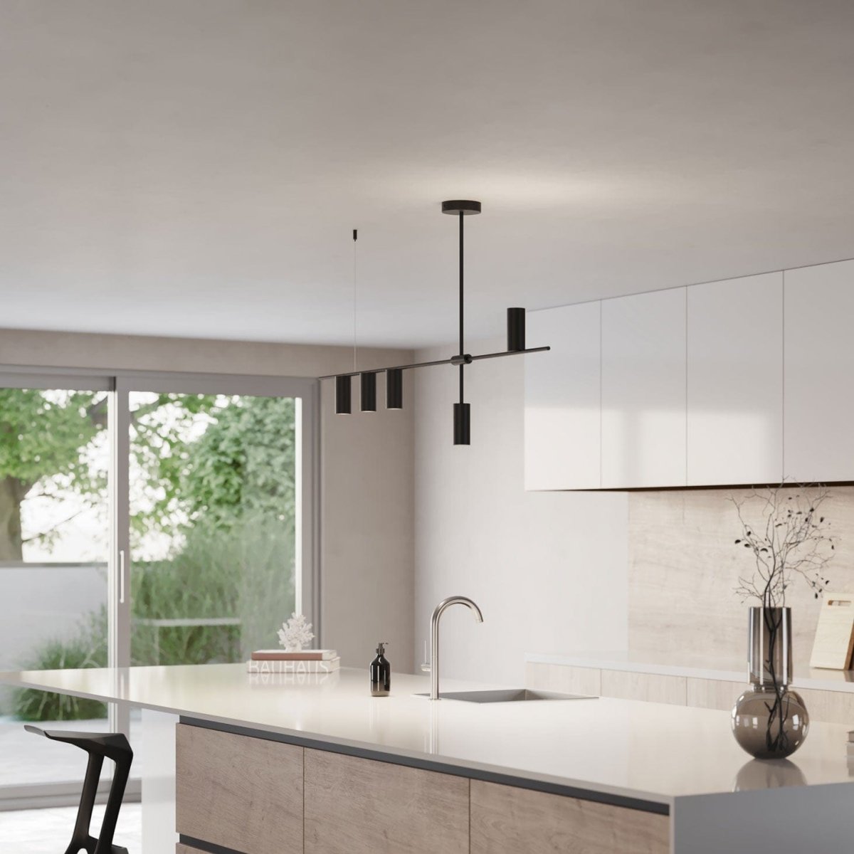 Suspension en aluminium noir 122 cm design asymétrique moderne | Restfield