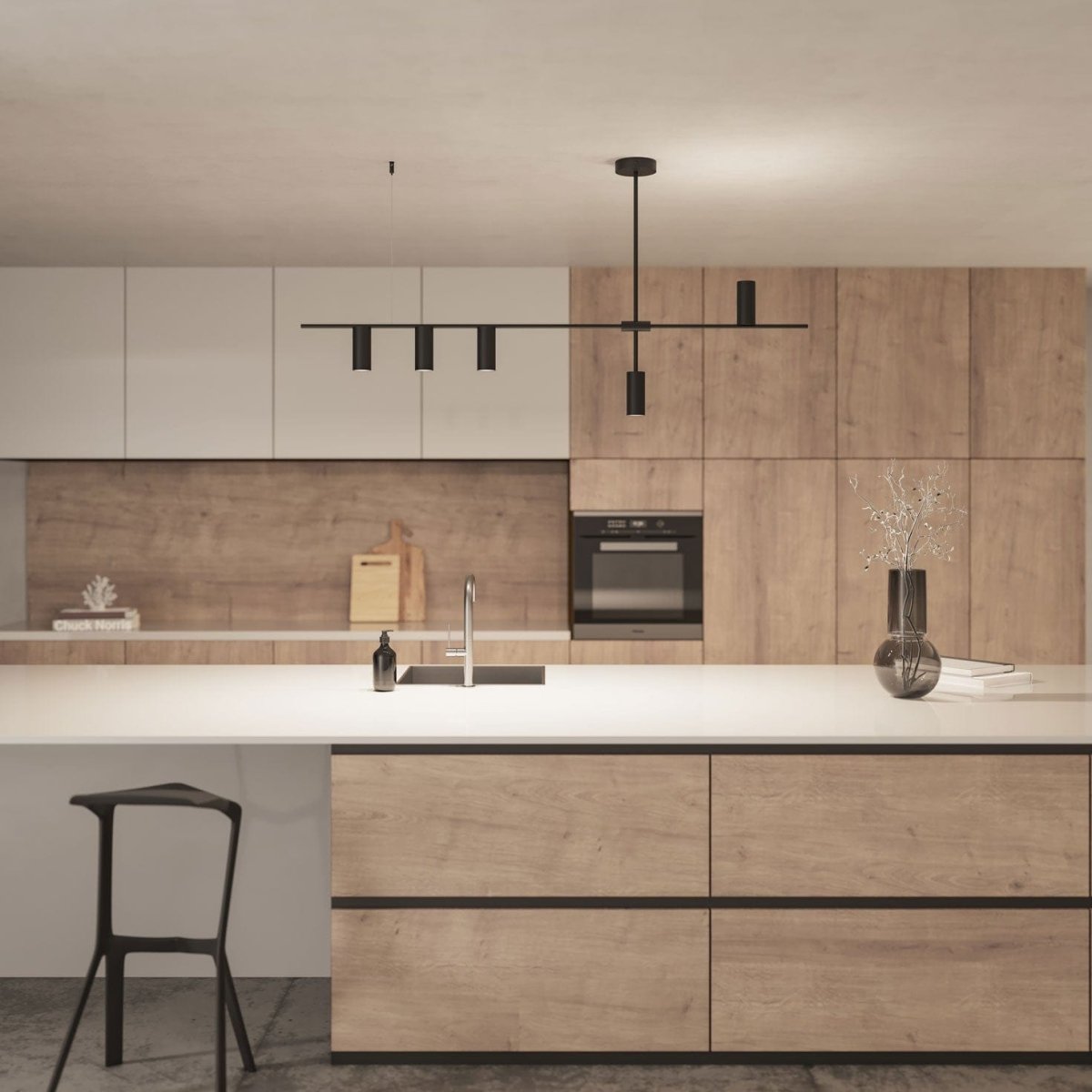 Suspension en aluminium noir 122 cm design asymétrique moderne | Restfield