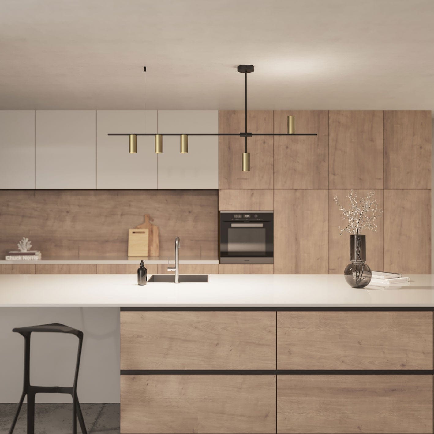 Suspension en aluminium noir 122 cm design asymétrique moderne | Restfield
