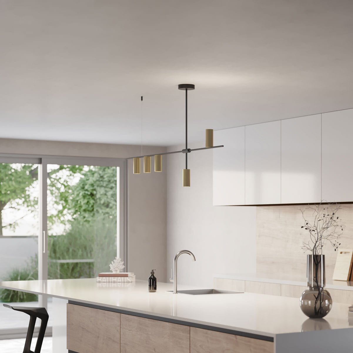 Suspension en aluminium noir 122 cm design asymétrique moderne | Restfield
