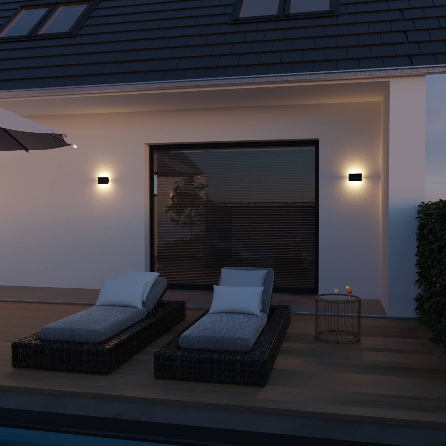 Elegante LED-Wandleuchte mit warmem, indirektem Licht für innen und geschützte Außenbereiche | Restfield