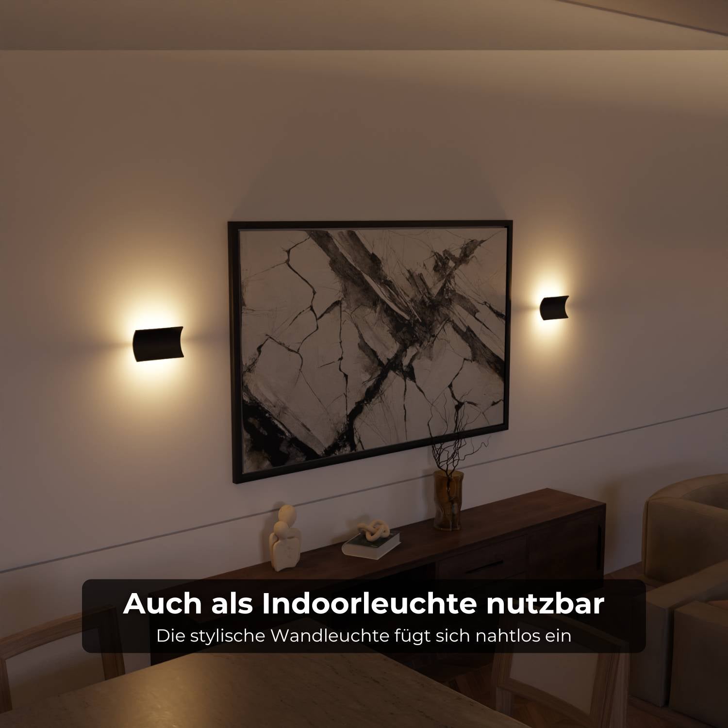 Elegante LED-Wandleuchte mit warmem, indirektem Licht für innen und geschützte Außenbereiche | Restfield