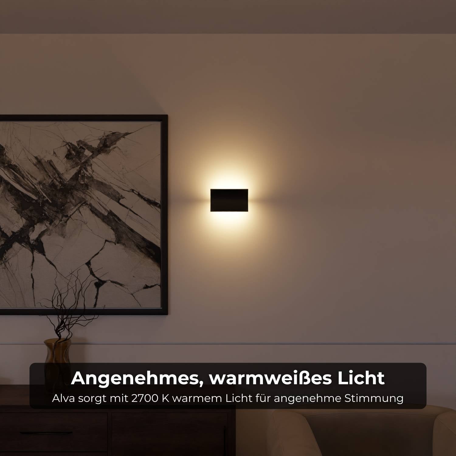 Elegante LED-Wandleuchte mit warmem, indirektem Licht für innen und geschützte Außenbereiche | Restfield