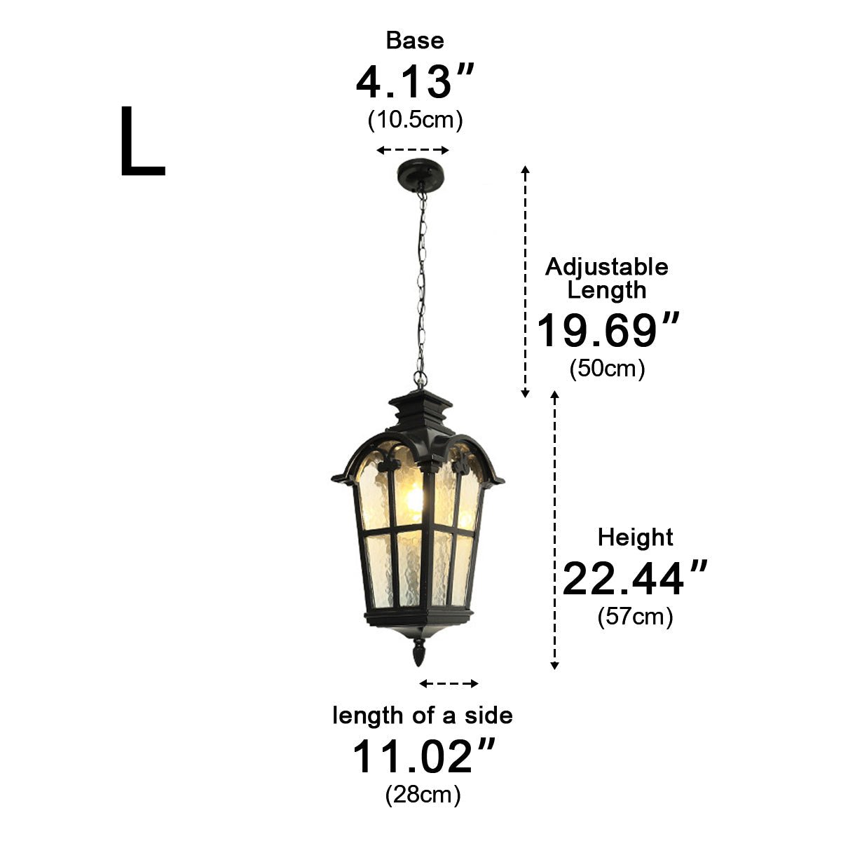 Hanglamp Tuin Zwart Lantaarn LED Waterdicht Aluminium IP56 Verstelbaar voor Terras Veranda Pergola Buiten | Sansoti